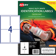 Avery Heavy Duty ID Label J4774 White Inkjet 99.1x139mm 4 Labels Per Sheet,10 Sheets